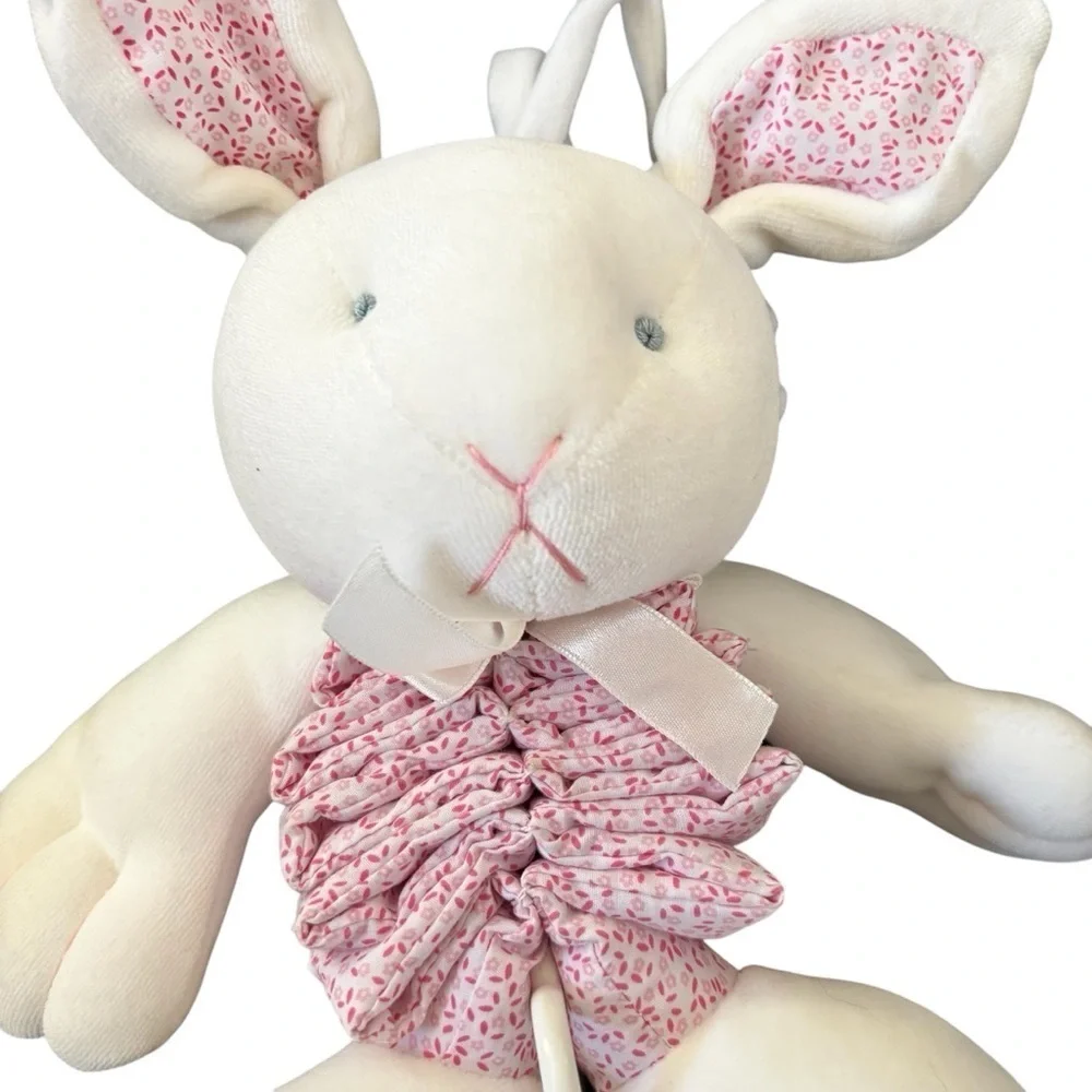 VTG Carter’s Pink Musical Bunny Rabbit Pull Crib Toy Plush #62513